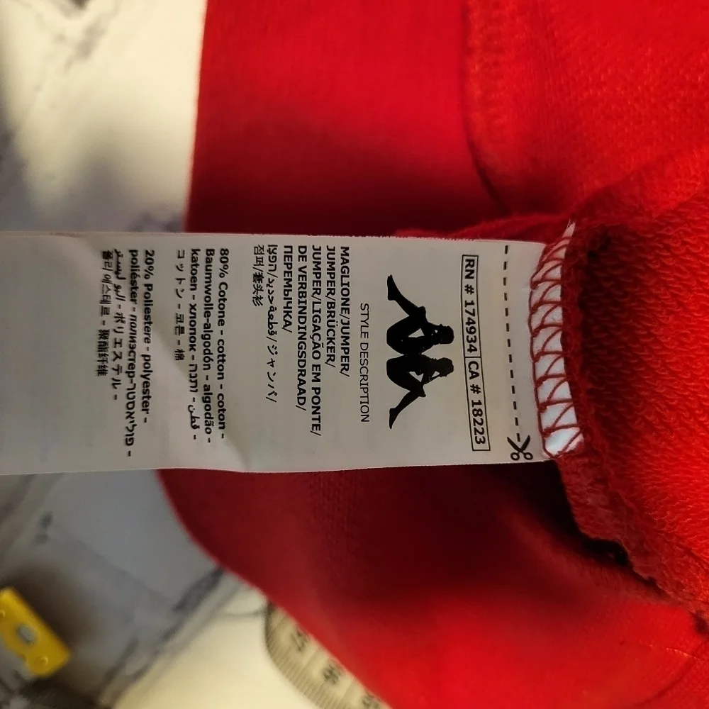 Kappa Sweatshirt Bernel Red Man Size Large - Picture 10 of 11
